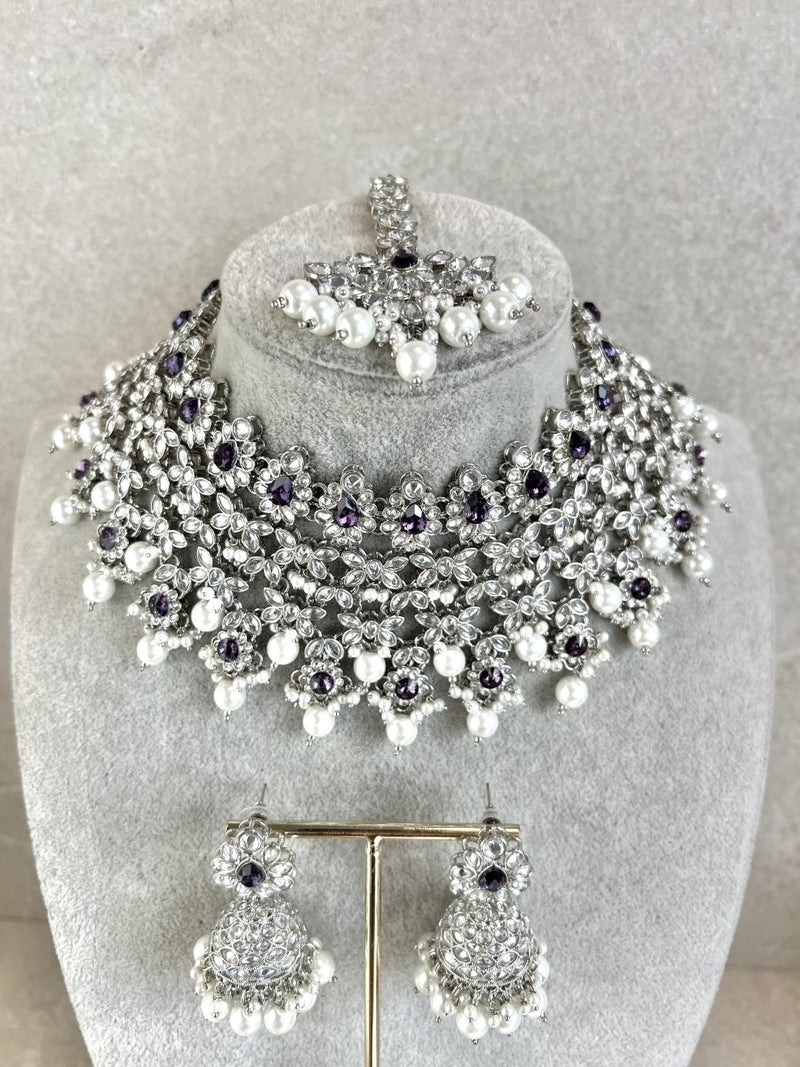 Tayyaba Necklace set - Purple - SOKORA JEWELSTayyaba Necklace set - Purple