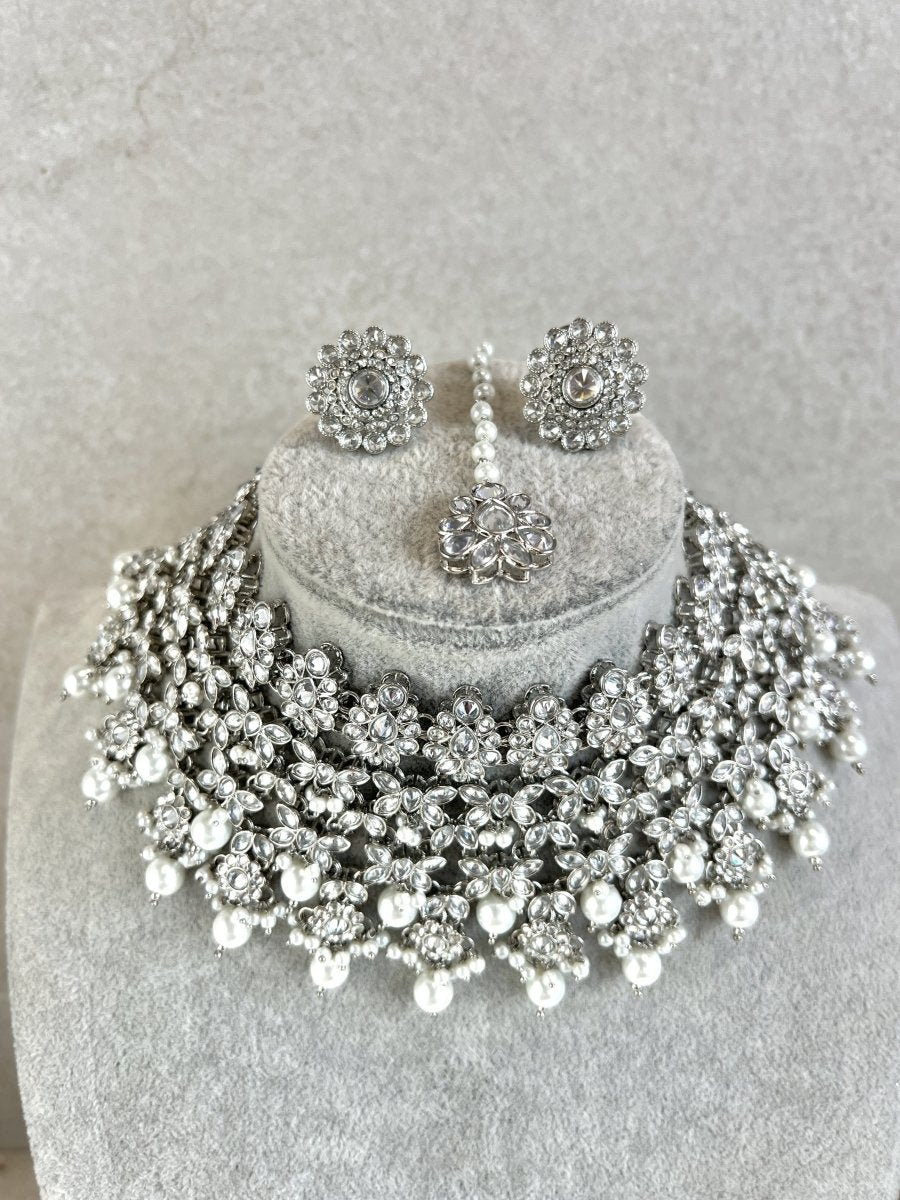 Tayyaba Necklace set - Silver - SOKORA JEWELSTayyaba Necklace set - Silver