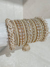 Tayyaba Pearly Luxury Bangle Stack - Clear - SOKORA JEWELSTayyaba Pearly Luxury Bangle Stack - ClearBANGLES