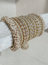 Tayyaba Pearly Luxury Bangle Stack - Clear - SOKORA JEWELSTayyaba Pearly Luxury Bangle Stack - ClearBANGLES