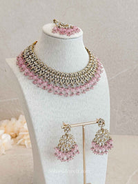 Teah Clear Crystal & Antique Gold Necklace sets - SOKORA JEWELSTeah Clear Crystal & Antique Gold Necklace sets