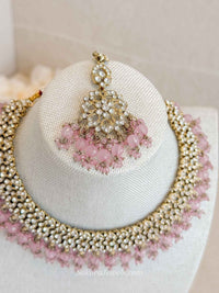 Teah Clear Crystal & Antique Gold Necklace sets - SOKORA JEWELSTeah Clear Crystal & Antique Gold Necklace sets