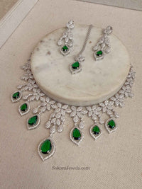 Tear Drop American Diamond Necklace Sets - SOKORA JEWELSTear Drop American Diamond Necklace SetsNECKLACE SETS