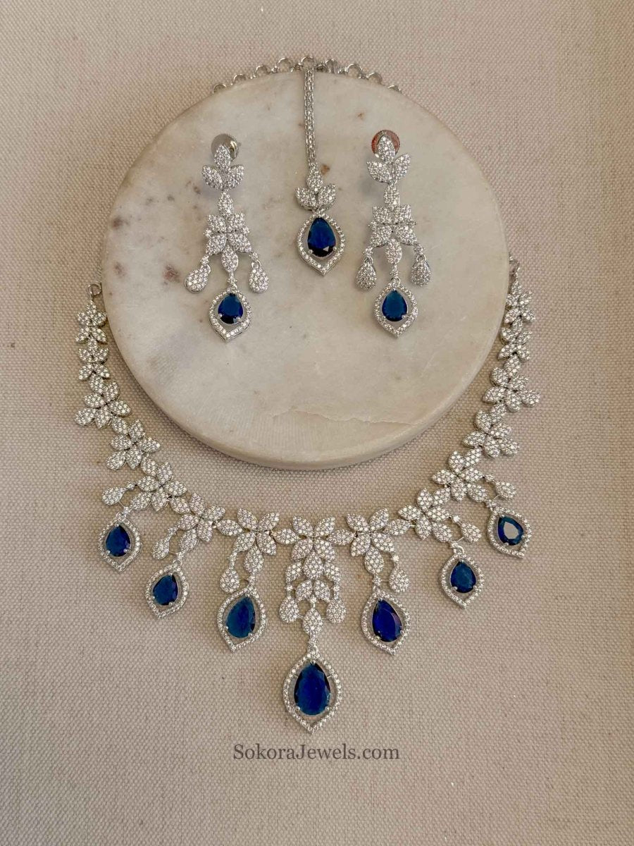 Tear Drop American Diamond Necklace Sets - SOKORA JEWELSTear Drop American Diamond Necklace SetsNECKLACE SETS