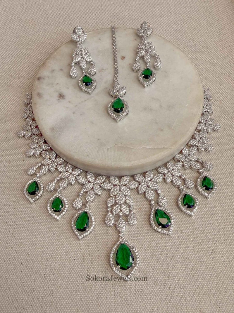 Tear Drop American Diamond Necklace Sets - SOKORA JEWELSTear Drop American Diamond Necklace SetsNECKLACE SETS