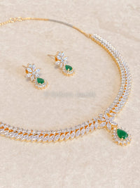 Teardrop Diamante Set - Green - SOKORA JEWELSTeardrop Diamante Set - GreenNECKLACE SETS