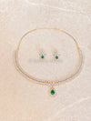 Teardrop Diamante Set - Green - SOKORA JEWELSTeardrop Diamante Set - GreenNECKLACE SETS