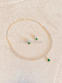 Teardrop Diamante Set - Green - SOKORA JEWELSTeardrop Diamante Set - GreenNECKLACE SETS