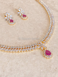 Teardrop Diamante Set - Pink - SOKORA JEWELSTeardrop Diamante Set - PinkNECKLACE SETS