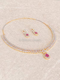 Teardrop Diamante Set - Pink - SOKORA JEWELSTeardrop Diamante Set - PinkNECKLACE SETS