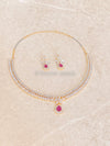 Teardrop Diamante Set - Pink - SOKORA JEWELSTeardrop Diamante Set - PinkNECKLACE SETS