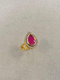 Teardrop Kundan Ring - Ruby - SOKORA JEWELSTeardrop Kundan Ring - RubyRING