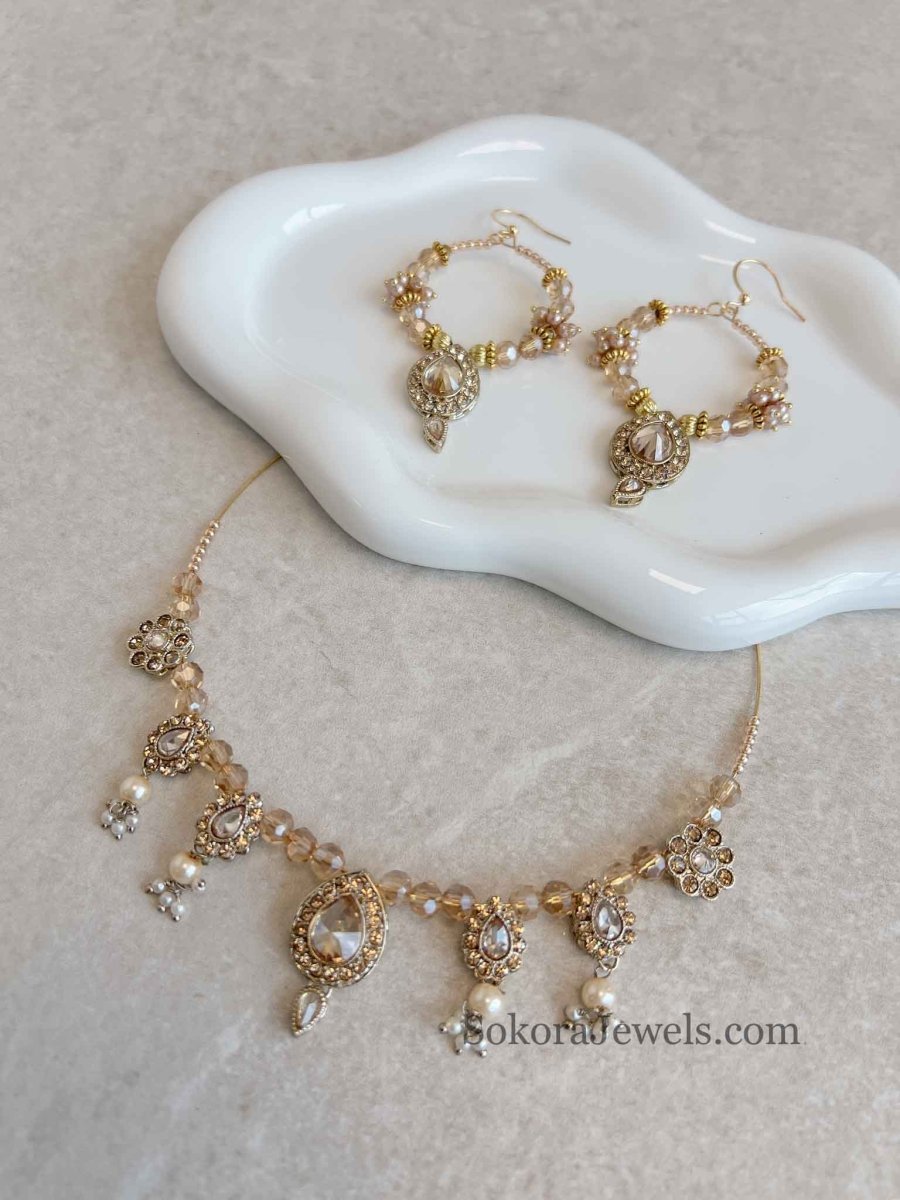 Teardrop Necklace set - Golden - SOKORA JEWELSTeardrop Necklace set - Golden