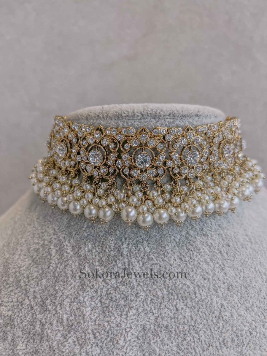 Tehmeena Choker - Pearl - SOKORA JEWELSTehmeena Choker - PearlChoker Sets