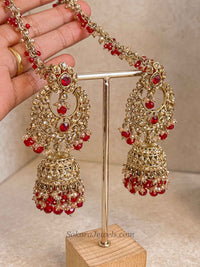 Tehmeena Full Bridal Set - Red - SOKORA JEWELSTehmeena Full Bridal Set - Red