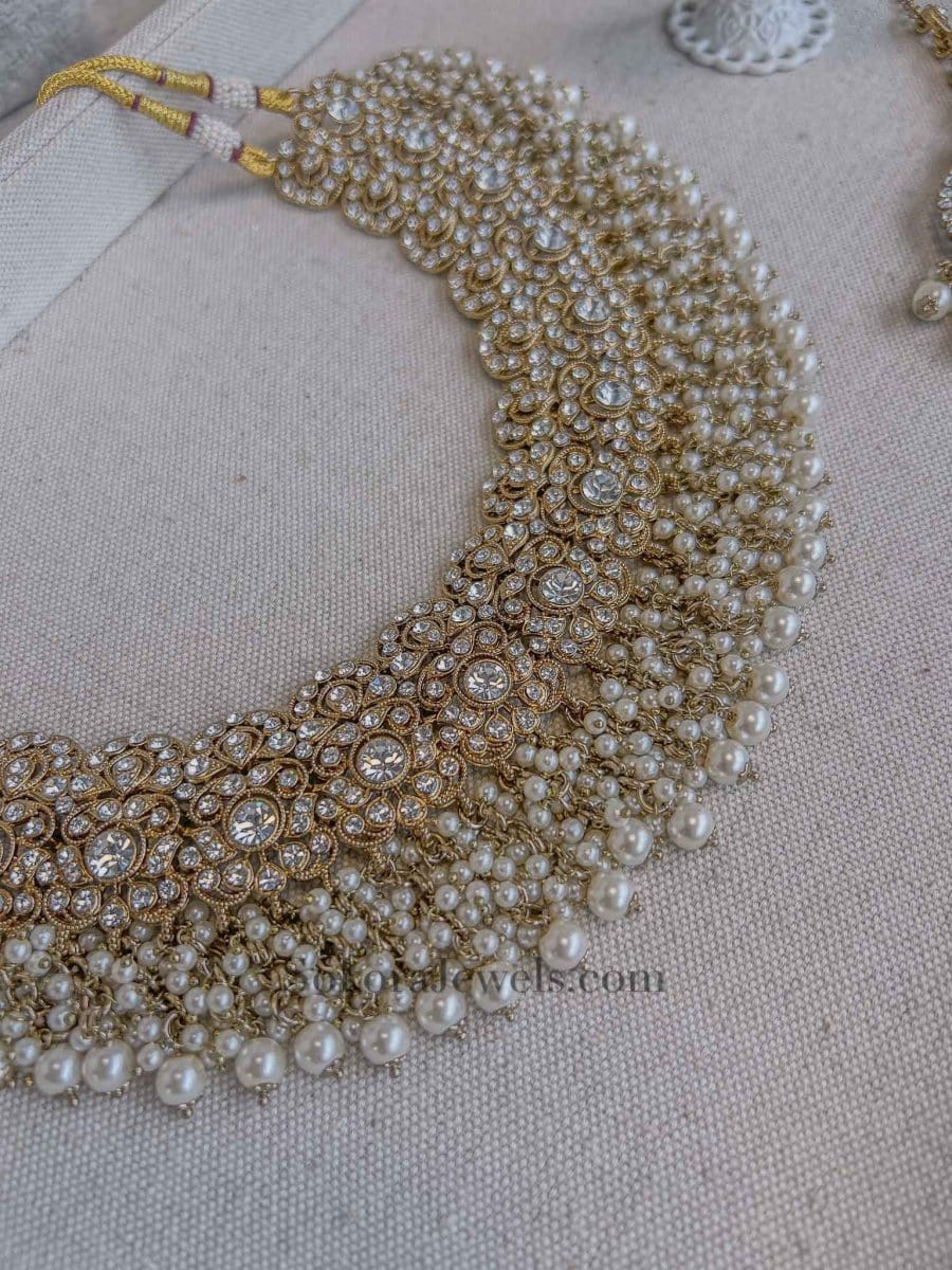 Tehmeena Necklace Set - Pearl - SOKORA JEWELSTehmeena Necklace Set - Pearl