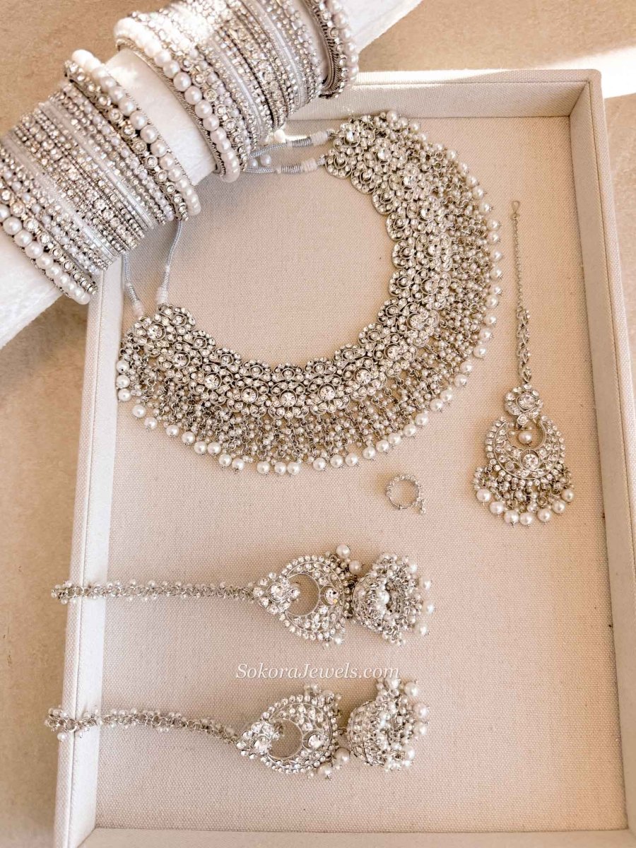 Tehmeena Silver Complete Bridal Jewellery Set - SOKORA JEWELSTehmeena Silver Complete Bridal Jewellery Set
