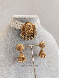 Temple Gold & Pearl Choker set - SOKORA JEWELSTemple Gold & Pearl Choker setNECKLACE SETS