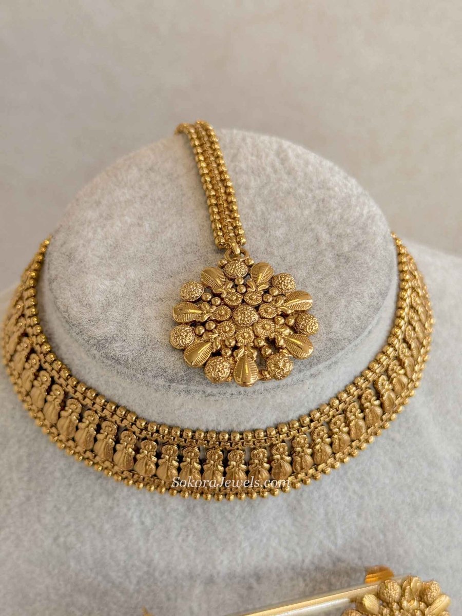 Temple Heritage Gold Choker Set - SOKORA JEWELSTemple Heritage Gold Choker SetNECKLACE SETS