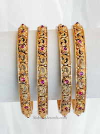 Temple Ruby & Gold Kada Bangles - SOKORA JEWELSTemple Ruby & Gold Kada BanglesBANGLES