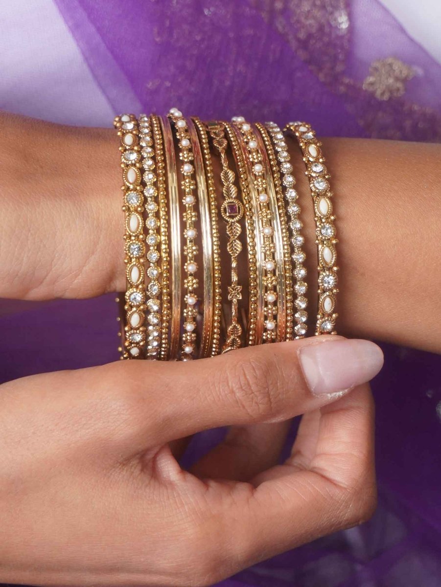 Temple Style Bangles Set - Gold - SOKORA JEWELSTemple Style Bangles Set - GoldBANGLES