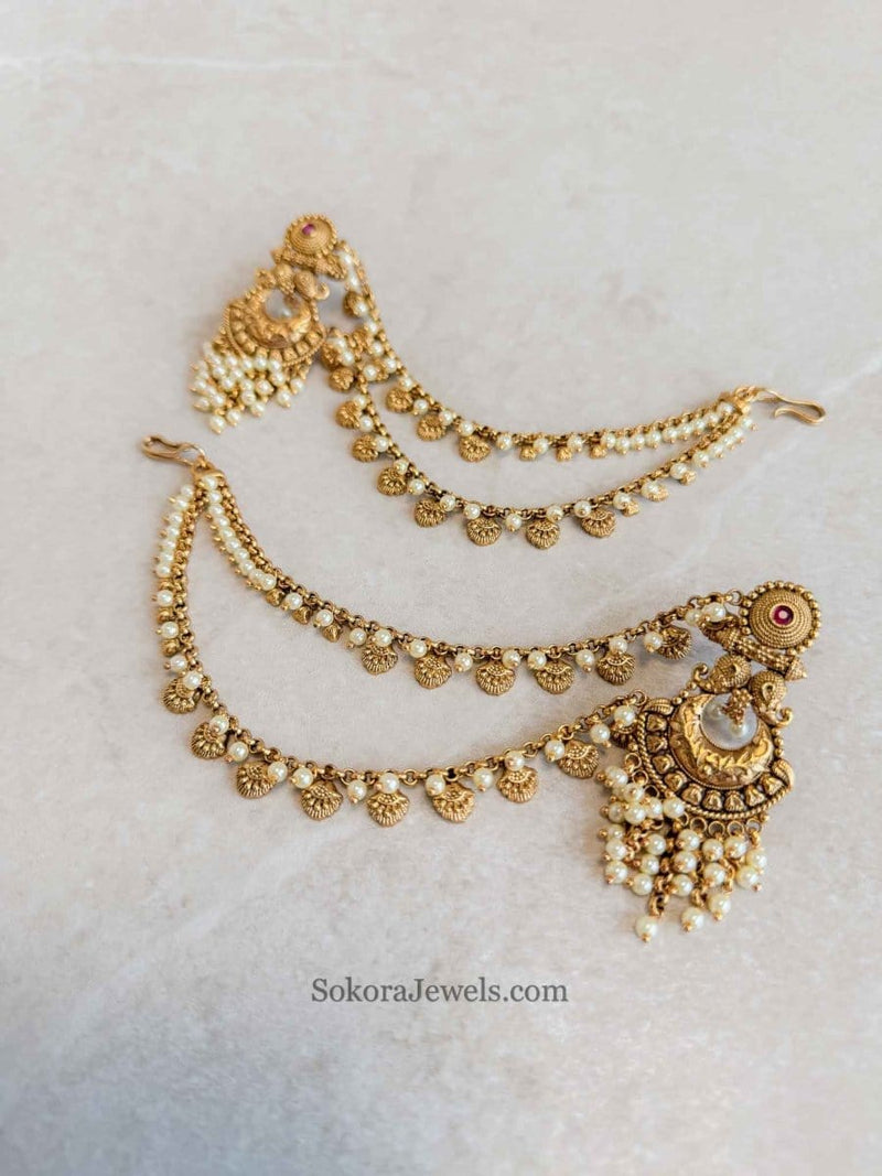 Temple Style Chained Earrings - SOKORA JEWELSTemple Style Chained Earrings