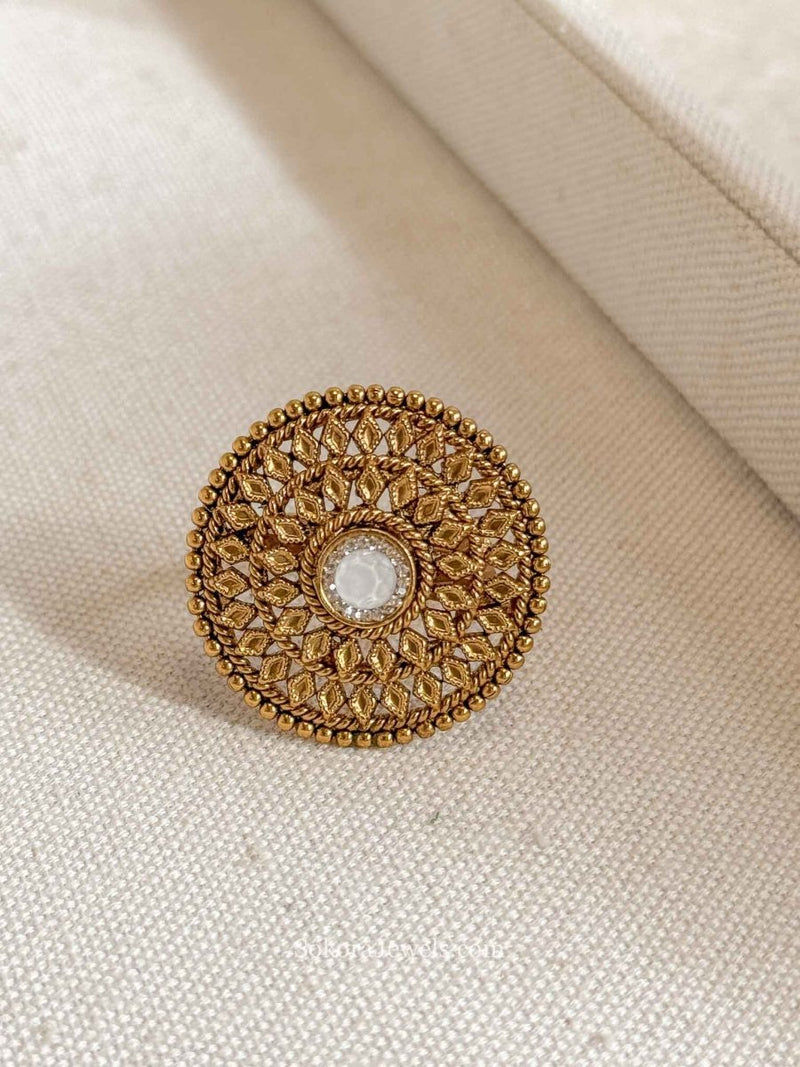 Temple Style Gold and Gem Ring - SOKORA JEWELSTemple Style Gold and Gem RingRING