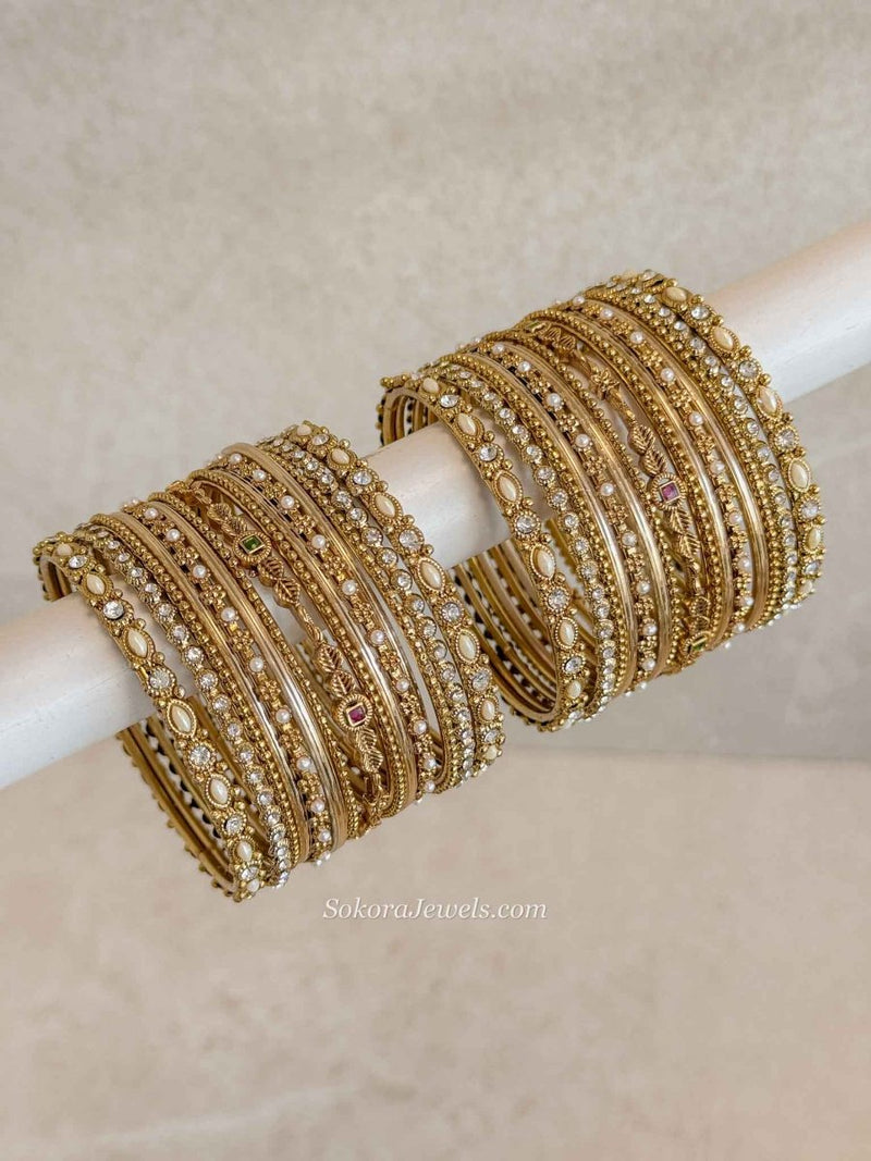Temple Style Bangles Set - Gold – SOKORA JEWELS