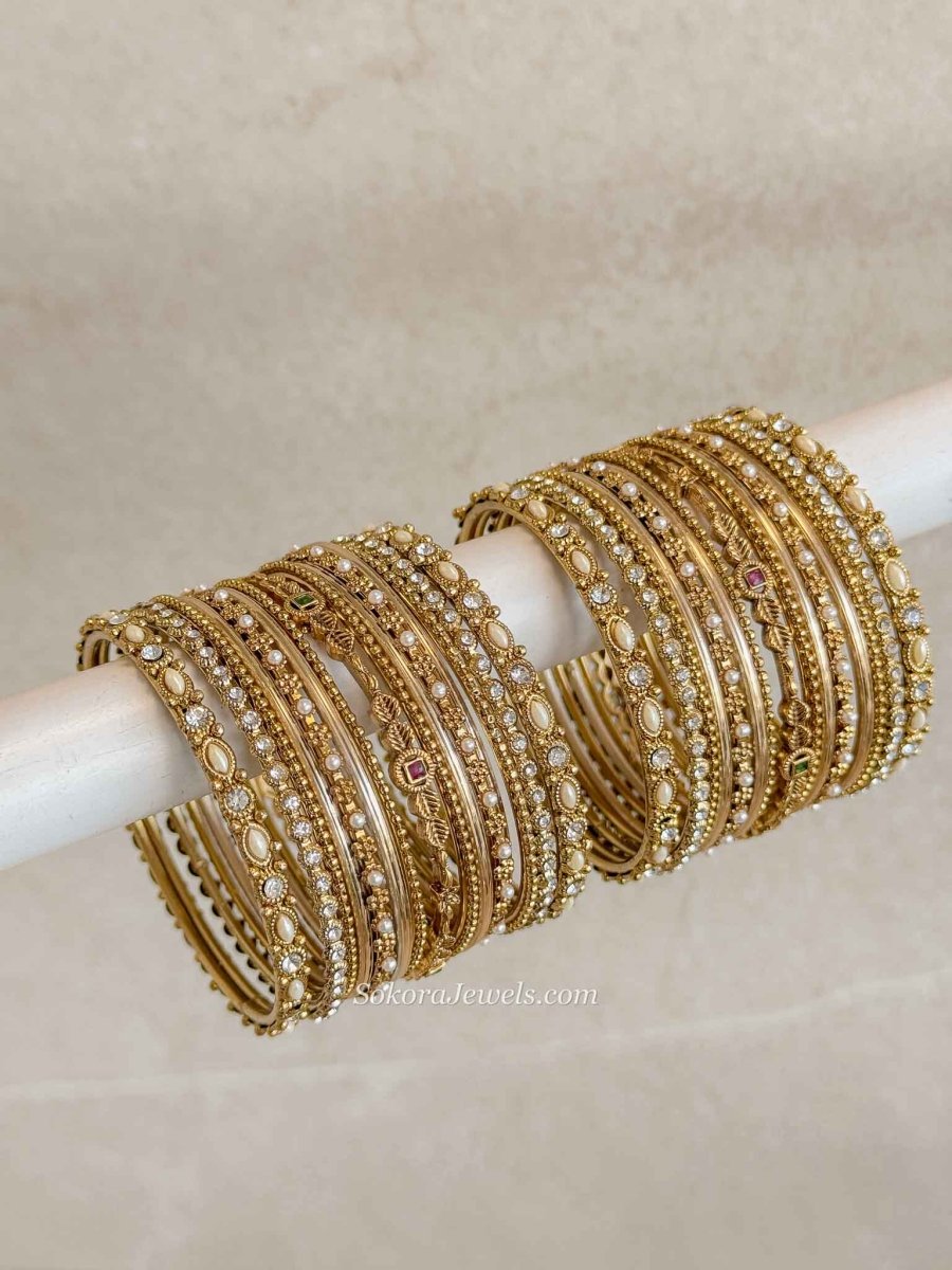 Temple Style Bangles Set - Gold – SOKORA JEWELS