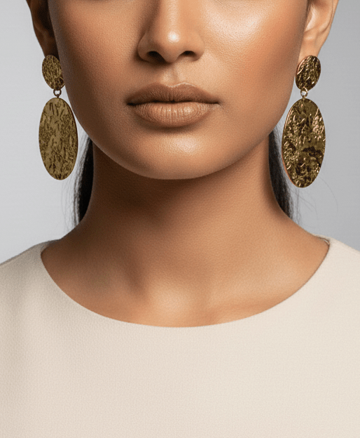 Textured Dangling Gold Earrings - SOKORA JEWELSTextured Dangling Gold Earrings