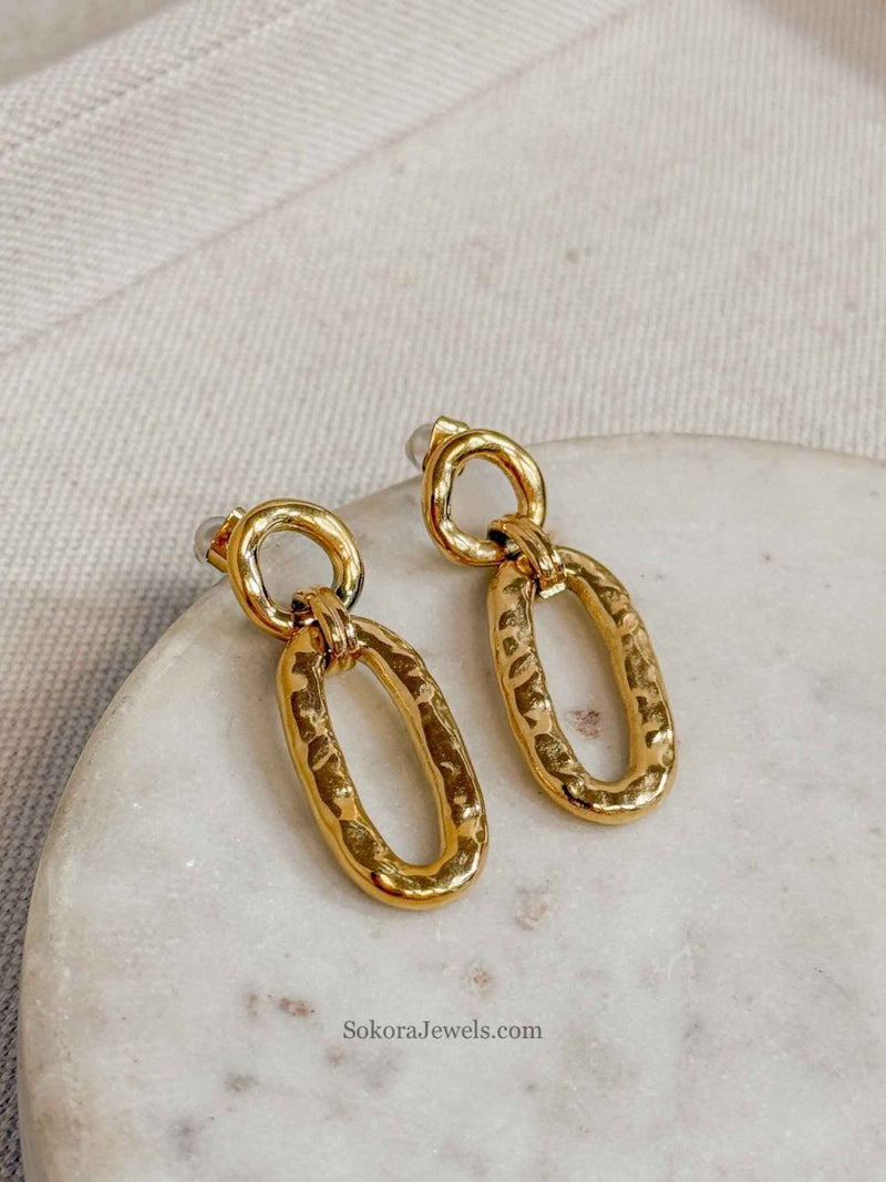 Textured Oval Hoop Earrings - SOKORA JEWELSTextured Oval Hoop Earrings