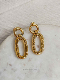 Textured Oval Hoop Earrings - SOKORA JEWELSTextured Oval Hoop Earrings