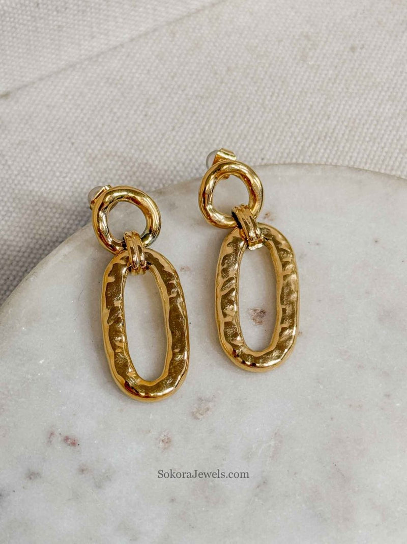 Textured Oval Hoop Earrings - SOKORA JEWELSTextured Oval Hoop Earrings