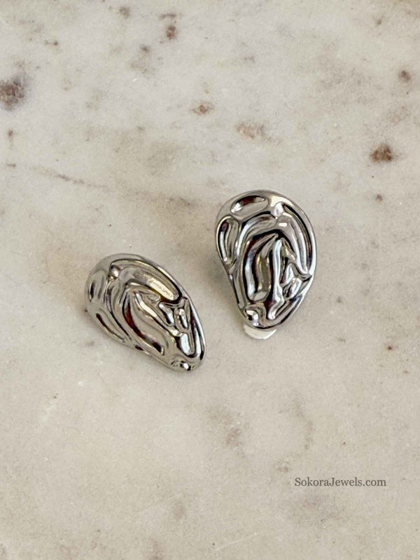 Textured Pebble Earrings - SOKORA JEWELSTextured Pebble Earrings