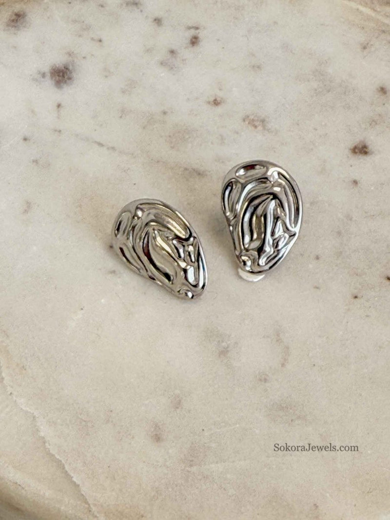 Textured Pebble Earrings - SOKORA JEWELSTextured Pebble Earrings