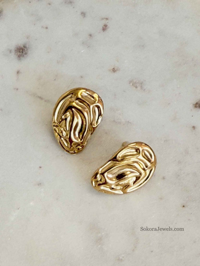 Textured Pebble Earrings - SOKORA JEWELSTextured Pebble Earrings