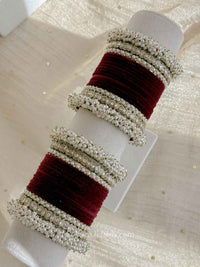 Thanjina Classic Bridal Bangle set in Maroon Velvet - SOKORA JEWELSThanjina Classic Bridal Bangle set in Maroon VelvetBANGLES
