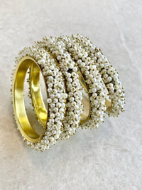 Thanjina Cluster Pearl Kada Bangles - 2 Colour Options - SOKORA JEWELSThanjina Cluster Pearl Kada Bangles - 2 Colour OptionsBANGLES