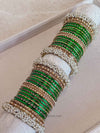 Thanjina Dark Green Bangles Stack - SOKORA JEWELSThanjina Dark Green Bangles StackBANGLES
