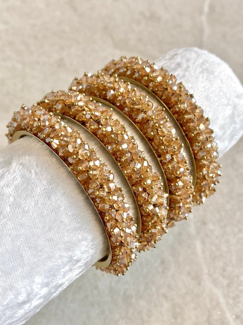 Thanjina Golden Beaded Cluster Bangles - SOKORA JEWELSThanjina Golden Beaded Cluster BanglesBANGLES