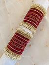 Thanjina Maroon Velvet Bangles Stack - SOKORA JEWELSThanjina Maroon Velvet Bangles StackBANGLES