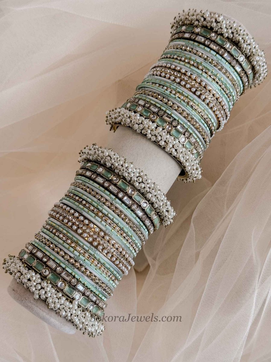 Thanjina Mint Bangle stack - SOKORA JEWELSThanjina Mint Bangle stackBANGLES
