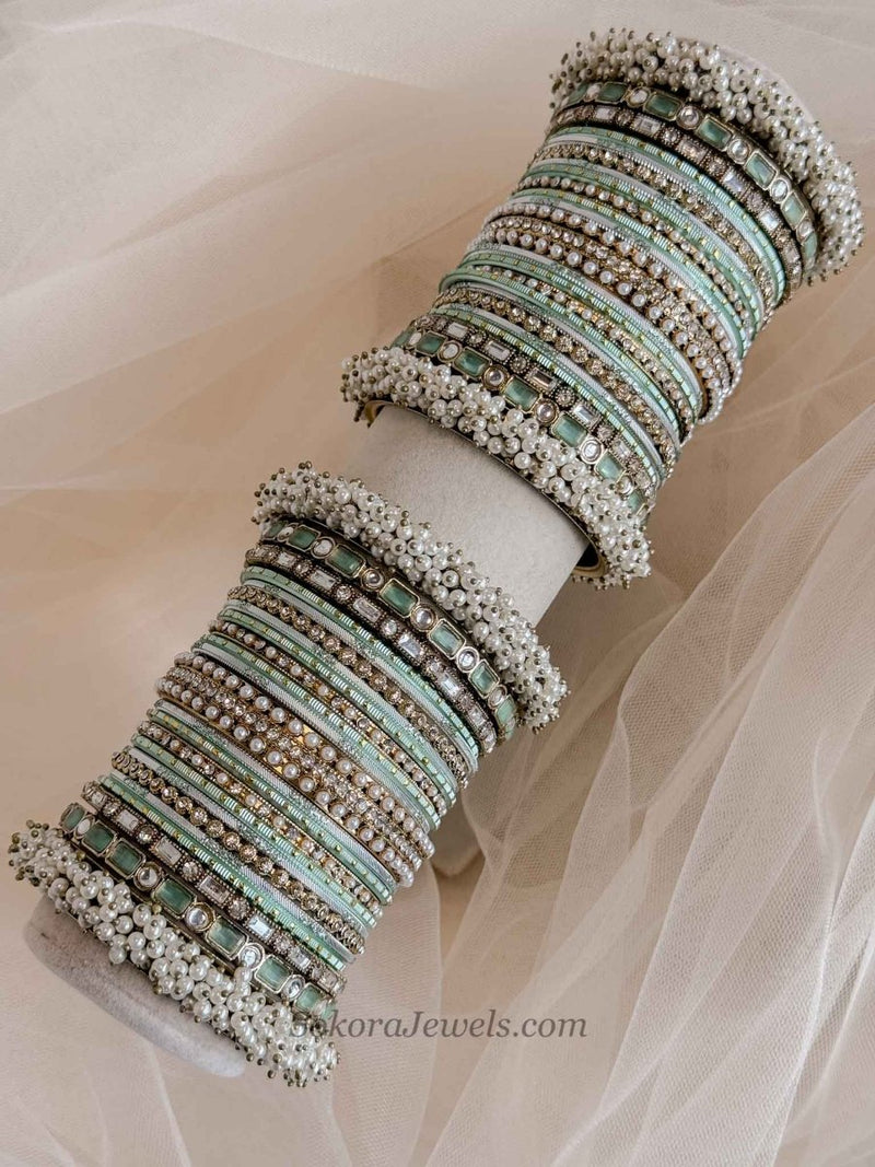 Thanjina Mint Bangle stack - SOKORA JEWELSThanjina Mint Bangle stackBANGLES