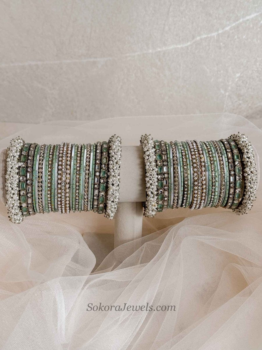 Thanjina Mint Bangle stack - SOKORA JEWELSThanjina Mint Bangle stackBANGLES