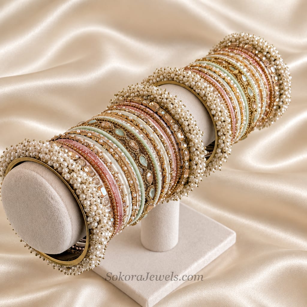 Thanjina Pastel Multicolour Bangle stack - SOKORA JEWELSThanjina Pastel Multicolour Bangle stackBANGLES
