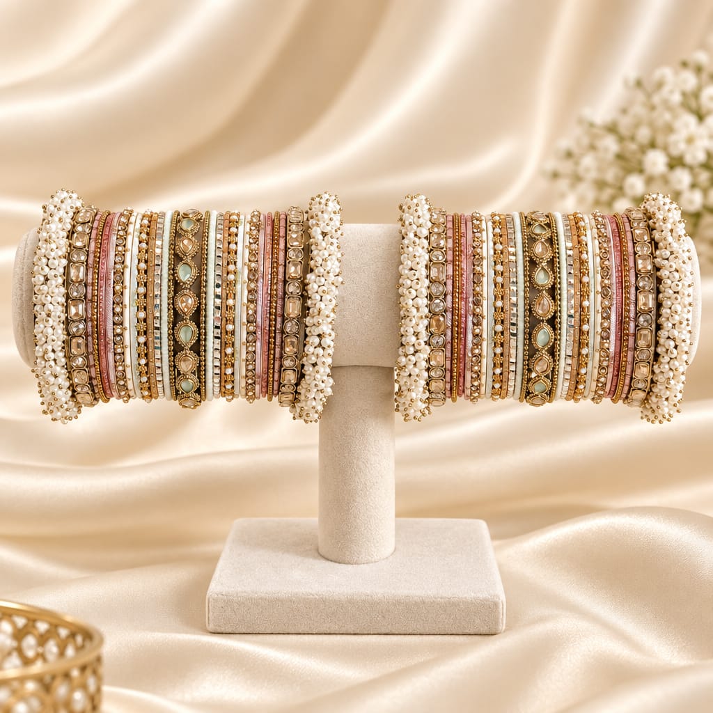 Thanjina Pastel Multicolour Bangle stack - SOKORA JEWELSThanjina Pastel Multicolour Bangle stackBANGLES