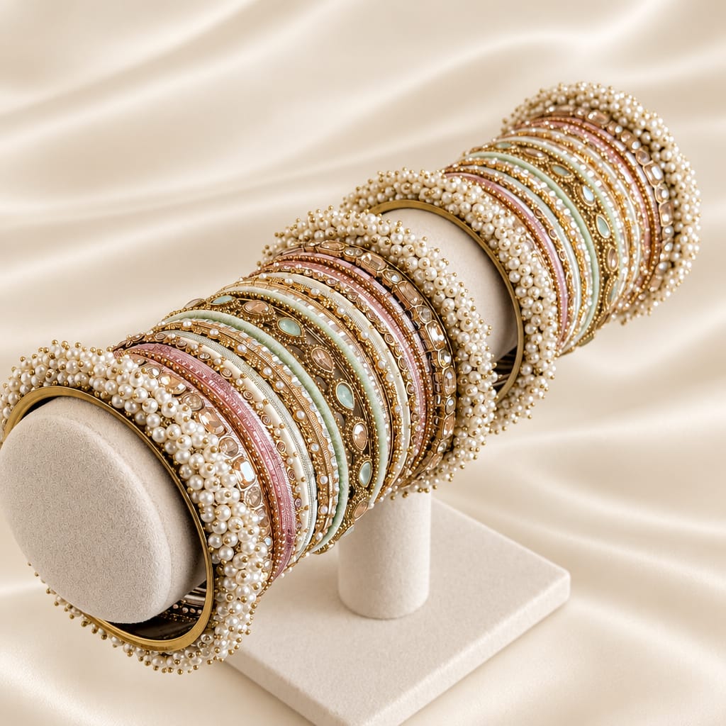 Thanjina Pastel Multicolour Bangle stack - SOKORA JEWELSThanjina Pastel Multicolour Bangle stackBANGLES