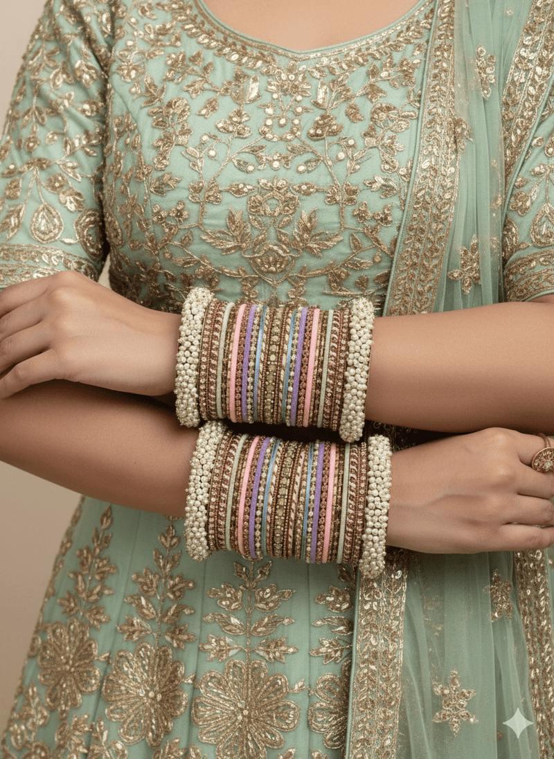 Thanjina Pastel Multicolour Bangle stack - SOKORA JEWELSThanjina Pastel Multicolour Bangle stackBANGLES