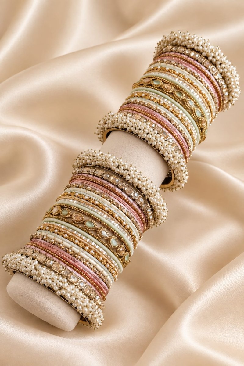 Thanjina Pastel Multicolour Bangle stack - SOKORA JEWELSThanjina Pastel Multicolour Bangle stackBANGLES