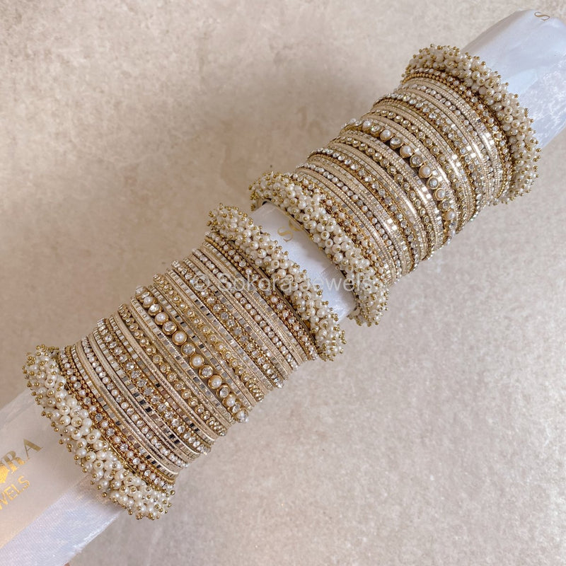 Thanjina Pearly Shimmer Bangle stack - SOKORA JEWELSThanjina Pearly Shimmer Bangle stackBANGLES